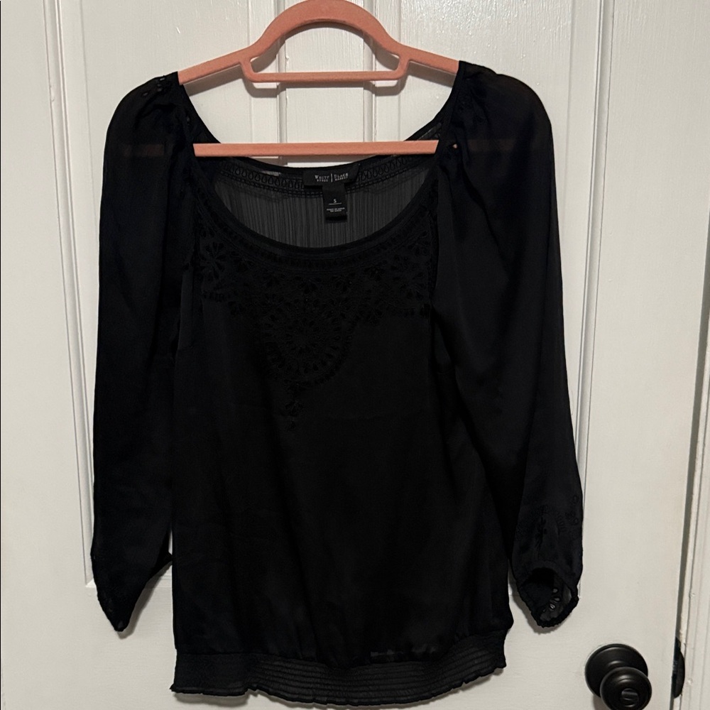 White House Black Market Elegant Black Blouse